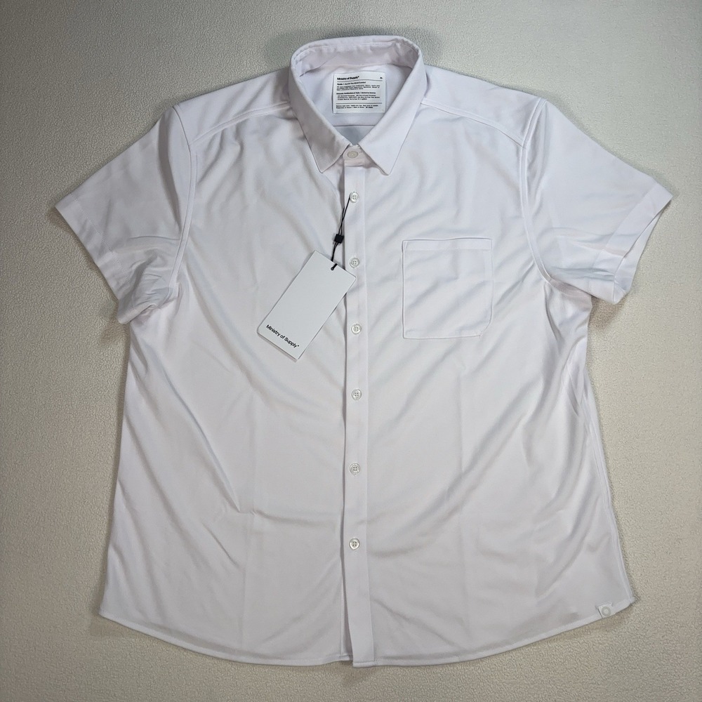 NEW Ministry of Supply Apollo Sport Shirt Mens XL White Pocket Comfort Button Up